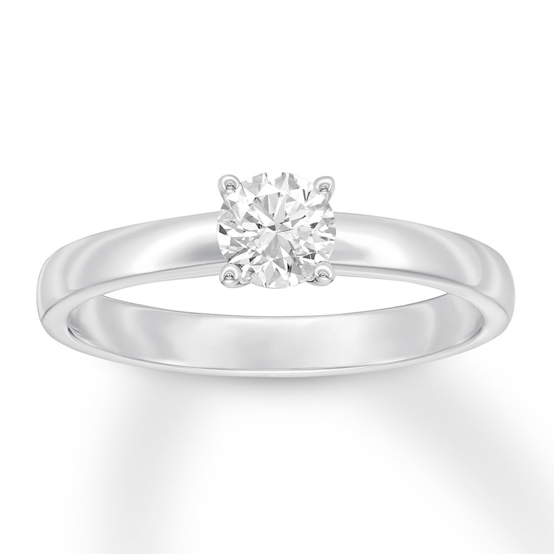 Main Image 1 of Previously Owned Certified Diamond Solitaire 1/2 Carat Round-cut 14K White Gold (I/SI2)