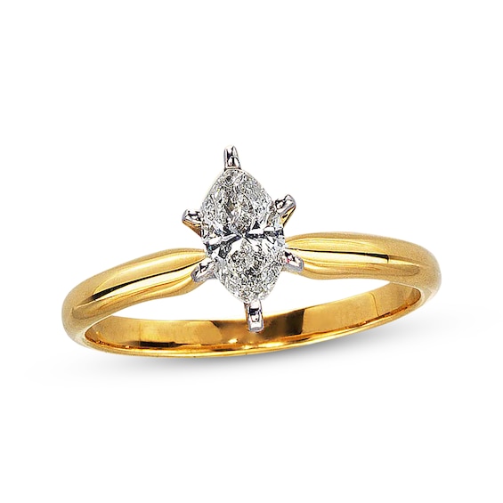 Previously Owned Marquise-Cut Diamond Solitaire Engagement Ring 3/4 ct tw 14K Two-Tone Gold (I/I2)