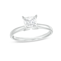 Previously Owned Diamond Solitaire Ring 1 Carat Princess-Cut 14K White Gold (I/I2)