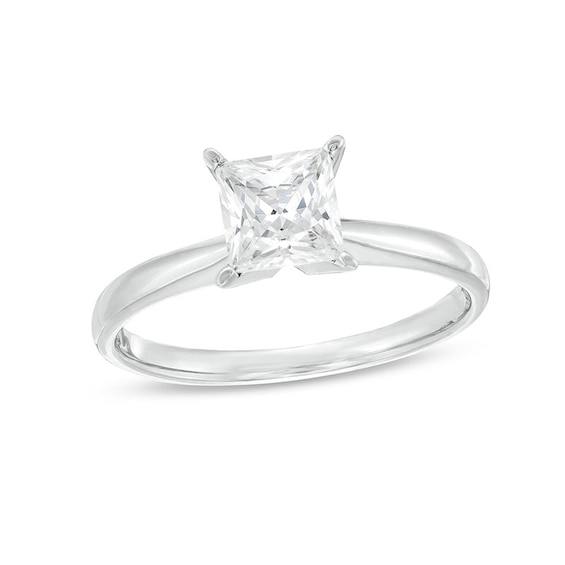 Previously Owned Diamond Solitaire Ring 1 Carat Princess-Cut 14K White Gold (I/I2)