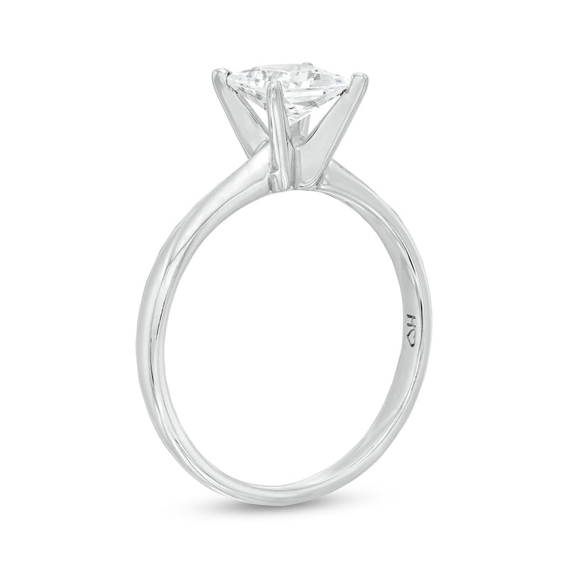 Main Image 3 of Previously Owned Diamond Solitaire Ring 1 Carat Princess-Cut 14K White Gold (I/I2)