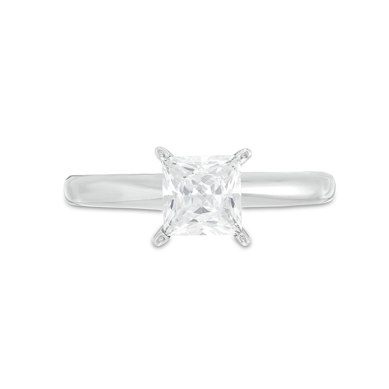 Main Image 4 of Previously Owned Diamond Solitaire Ring 1 Carat Princess-Cut 14K White Gold (I/I2)