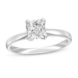 Previously Owned Certified Diamond Solitaire 1 Carat Cushion-cut 14K White Gold (I/I1)