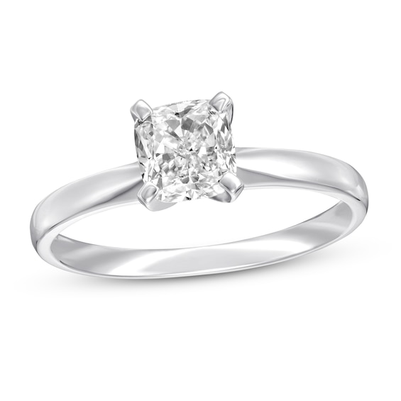 Previously Owned Certified Diamond Solitaire 1 Carat Cushion-cut 14K White Gold (I/I1)
