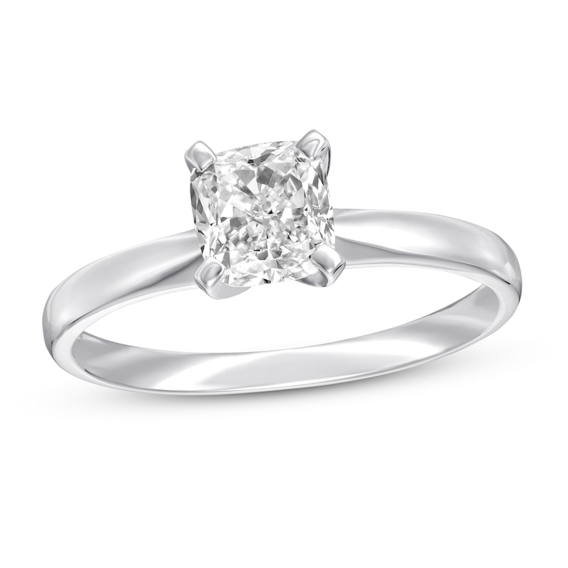 Main Image 1 of Previously Owned Certified Diamond Solitaire 1 Carat Cushion-cut 14K White Gold (I/I1)