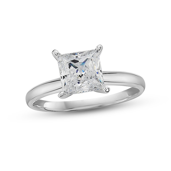 Previously Owned Certified Diamond Ring 1-1/2 carats Princess-cut 14K White Gold (I/I2)