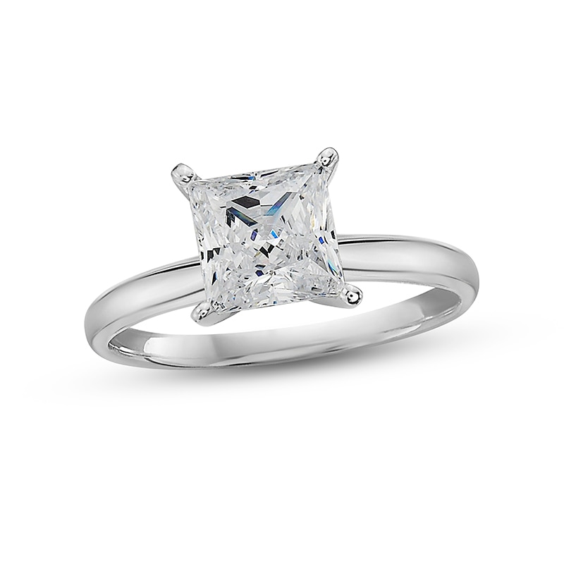 Main Image 1 of Previously Owned Certified Diamond Ring 1-1/2 carats Princess-cut 14K White Gold (I/I2)