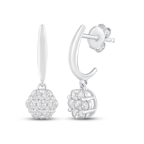 Previously Owned Diamond Dangle Earrings 1/2 ct tw Round-cut 10K White Gold