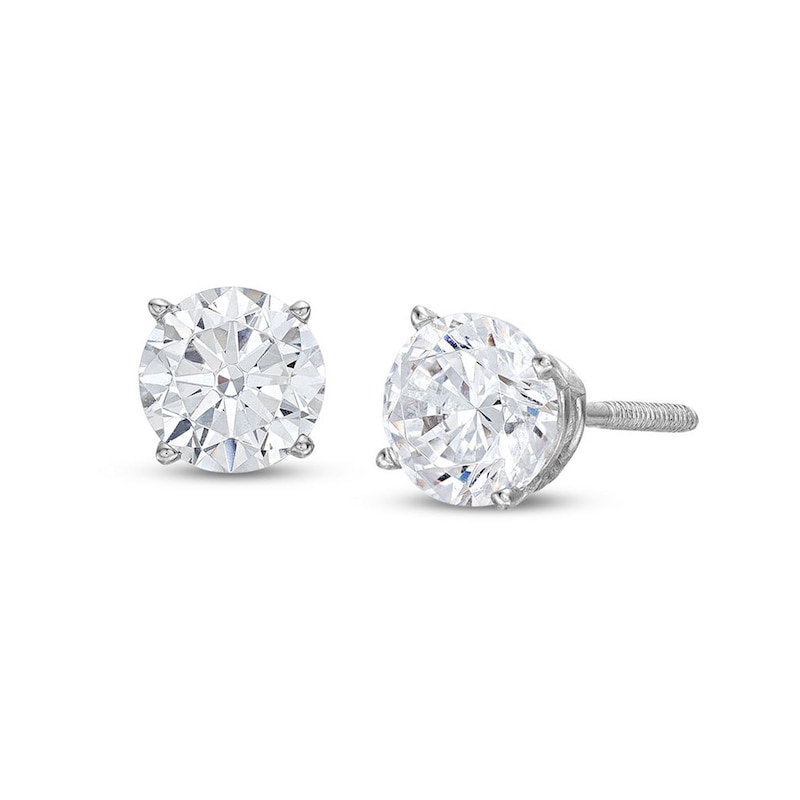 Main Image 1 of Previously Owned Round-Cut Diamond Solitaire Stud Earrings 3/4 ct tw 14K White Gold (I/I2)