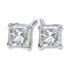 Thumbnail Image 1 of Previously Owned Princess-Cut Diamond Solitaire Stud Earrings 3/4 ct tw 14K White Gold (I/I2)