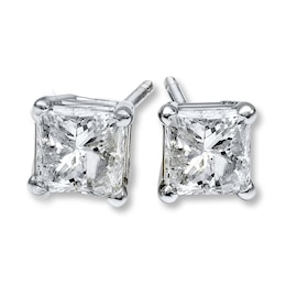 Previously Owned Princess-Cut Diamond Solitaire Stud Earrings 3/4 ct tw 14K White Gold (I/I2)
