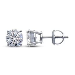Previously Owned Certified Diamond Round-cut Solitaire Earrings 1 ct tw 18K White Gold