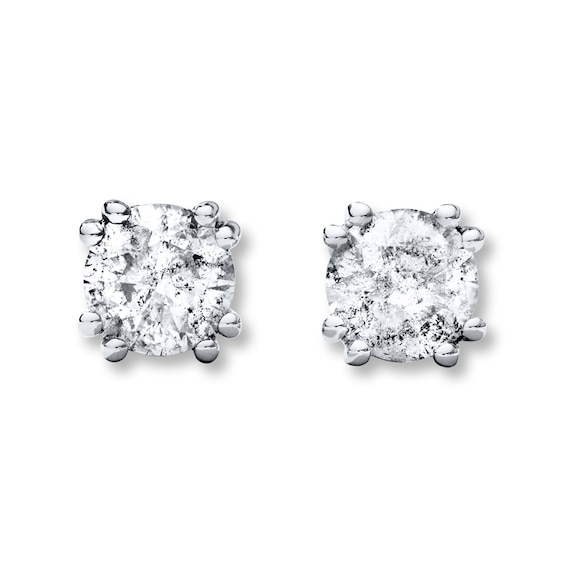 Previously Owned Diamond Solitaire Earrings 1 ct tw Round-cut 10K White Gold (J/I3)