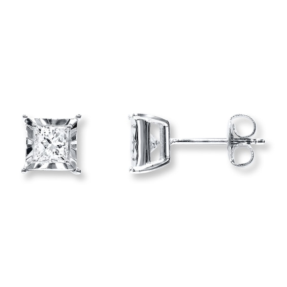 Previously Owned Radiant Reflections 3/4 ct tw Princess-cut Diamonds 10K White Gold Earrings (J/I3)