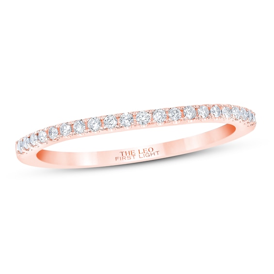 Previously Owned THE LEO First Light Diamond Wedding Band 1/8 ct tw Round-cut 14K Rose Gold