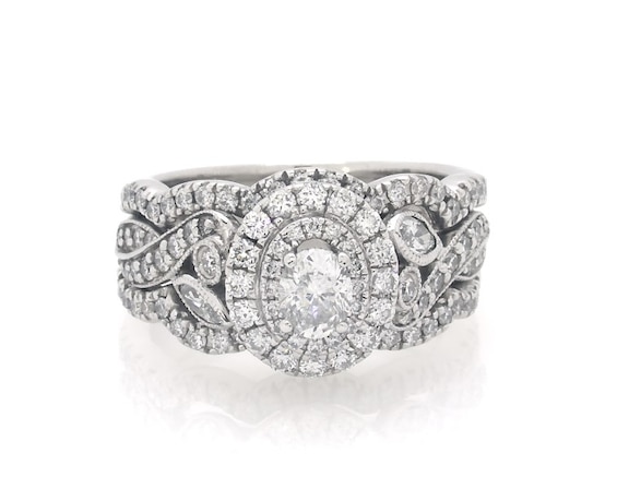 Previously Owned Neil Lane Oval-Cut Diamond Double Halo Bridal Set 1-1/4 ct tw 14K White Gold 5