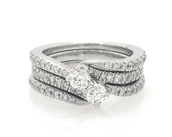 Previously Owned Ever Us Round-Cut Diamond Two-Stone Bridal Set 1 ct tw 14K White Gold 6.5