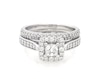 Thumbnail Image 1 of Previously Owned Princess-Cut Diamond Halo Bridal Set 7/8 ct tw 14K White Gold Size 5.75