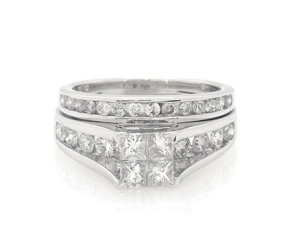 Previously Owned Princess-Cut Diamond Bridal Set 1 3/8 ct tw 14K White Gold Size 6.75