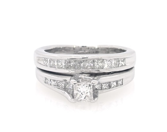 Previously Owned Princess-Cut Diamond Bridal Set 5/8 ct tw 14K White Gold Size 4.5