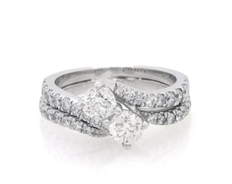 Previously Owned Ever Us Round-Cut Diamond Two-Stone Bridal Set 1 ct tw 14K White Gold Size 4.5