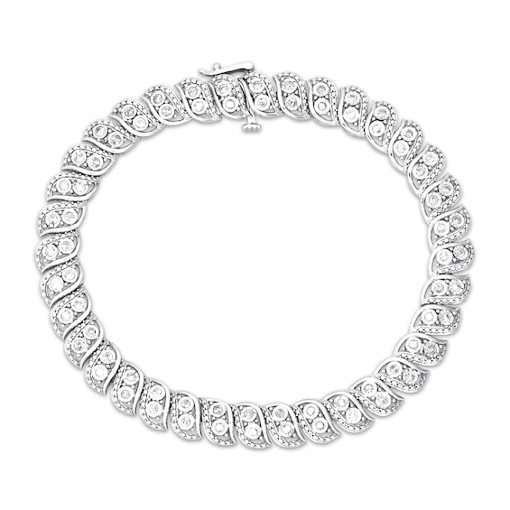 Previously Owned Diamond Swirl Link Bracelet 1 ct tw Sterling Silver 7.25"