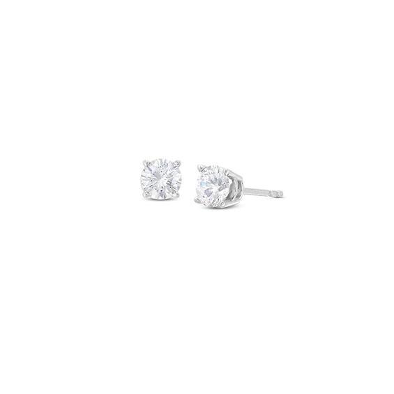 Previously Owned Diamond Solitaire Earrings 3/4 ct tw Round-Cut 14K White Gold (J/I3)