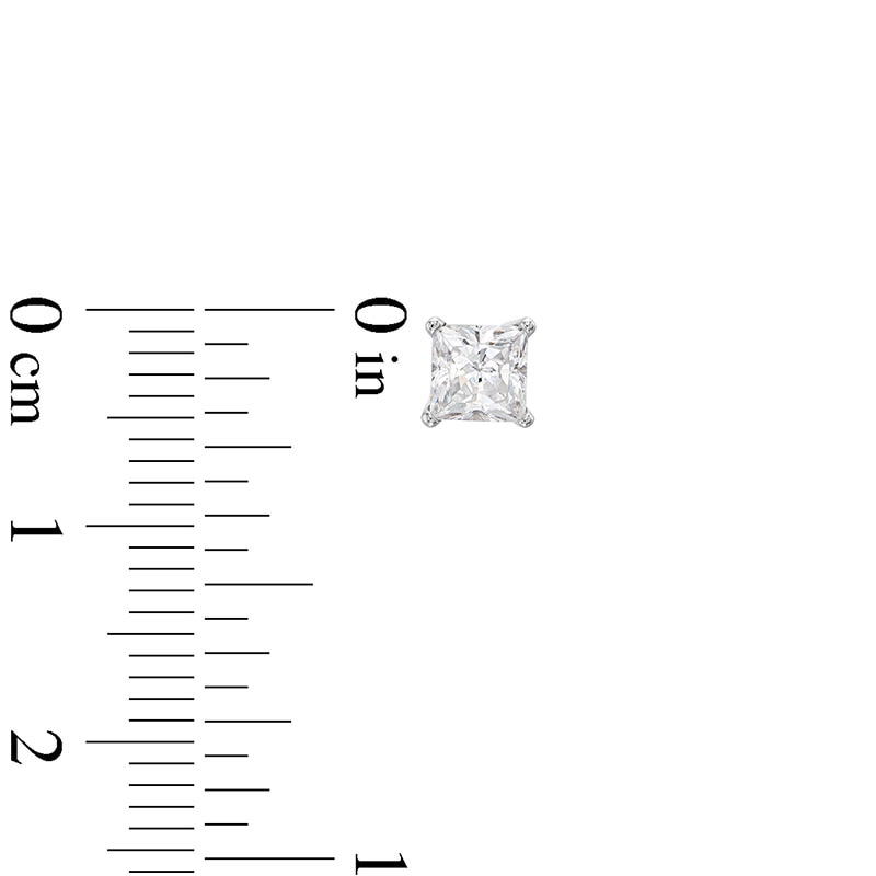 Main Image 3 of Previously Owned Diamond Solitaire Earrings 1 ct tw Princess-cut 14K White Gold (J/I2)