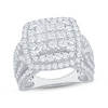 Thumbnail Image 1 of Previously Owned Princess-Cut Multi-Diamond Double Halo Engagement Ring 3 ct tw 10K White Gold