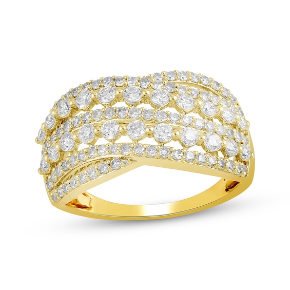 Previously Owned KAY Lab-Grown Diamonds Multi-Row Crossover Ring 1 ct tw 10K Yellow Gold