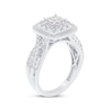 Thumbnail Image 2 of Previously Owned Princess-Cut Quad Diamond Double Cushion Halo Engagement Ring 1 ct tw 14K White Gold