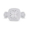 Thumbnail Image 3 of Previously Owned Princess-Cut Quad Diamond Double Cushion Halo Engagement Ring 1 ct tw 14K White Gold