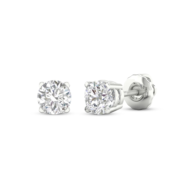 Main Image 1 of Previously Owned KAY Lab-Grown Diamonds Solitaire Stud Earrings 1 ct tw 14K White Gold (F/VS2)
