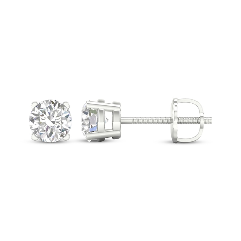Main Image 3 of Previously Owned KAY Lab-Grown Diamonds Solitaire Stud Earrings 1 ct tw 14K White Gold (F/VS2)