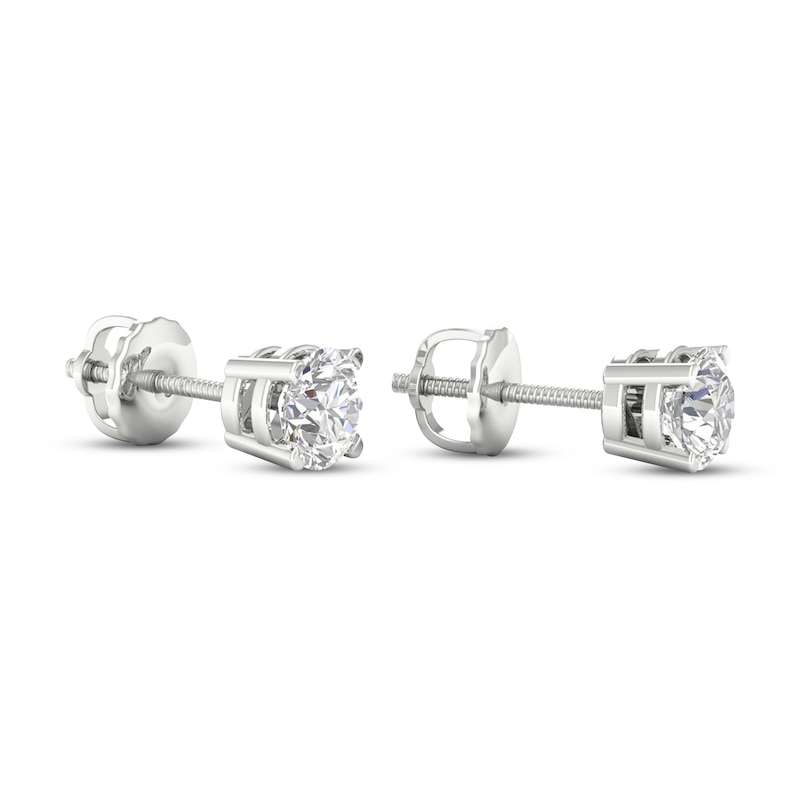 Main Image 4 of Previously Owned KAY Lab-Grown Diamonds Solitaire Stud Earrings 1 ct tw 14K White Gold (F/VS2)