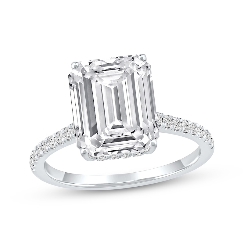 Main Image 1 of Previously Owned Lab-Grown Diamonds Emerald-Cut Engagement Ring 4-1/3 ct tw 14K White Gold