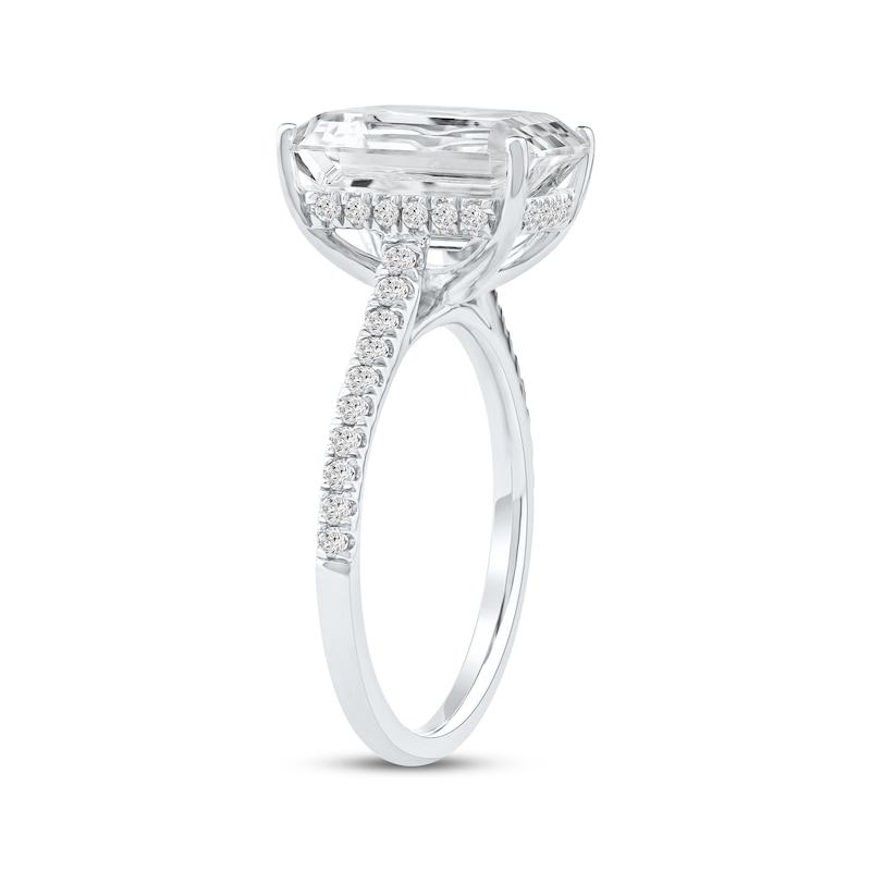 Main Image 2 of Previously Owned Lab-Grown Diamonds Emerald-Cut Engagement Ring 4-1/3 ct tw 14K White Gold