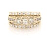 Thumbnail Image 1 of Previously Owned Princess-Cut Diamond Three-Stone Halo Bridal Set 1-7/8 ct tw 14K Yellow Gold Size 8.25