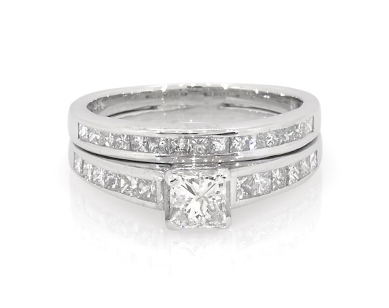 Previously Owned Princess-Cut Diamond Bridal Set 7/8 ct tw 14K White Gold Size