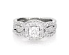 Thumbnail Image 1 of Previously Owned Round-Cut Diamond Cushion Halo Bridal Set 1-1/6 ct tw 14K White Gold Size 6.25
