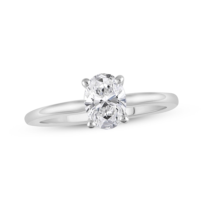 Main Image 1 of Previously Owned Lab-Grown Diamonds Oval-Cut Solitaire Engagement Ring 3/4 ct tw 14K White Gold (F/SI2)