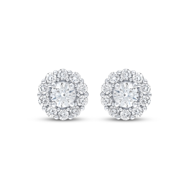 Main Image 2 of Previously Owned KAY Lab-Grown Diamonds Halo Stud Earrings 3 ct tw 10K White Gold