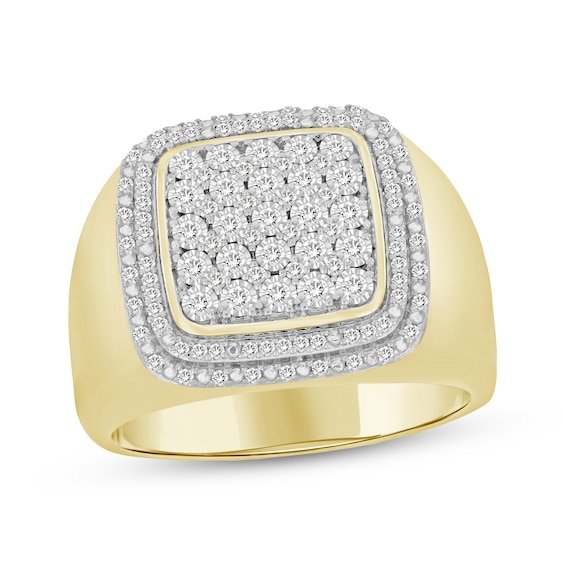Previously Owned Men's Multi-Diamond Halo Ring 1/2 ct tw 10K Yellow Gold