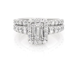 Previously Owned Baguette & Round-Cut Multi-Diamond Bridal Set 1-1/3 ct tw 14K White Gold Size 6.25