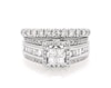 Thumbnail Image 1 of Previously Owned Princess-Cut Quad Diamond Halo Bridal Set 1-3/8 ct tw 14K White Gold Size 7.25