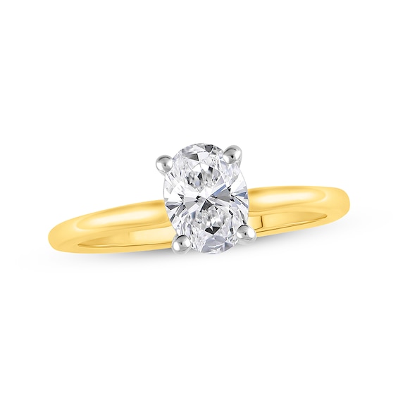 Previously Owned Lab-Grown Diamonds Oval-Cut Solitaire Engagement Ring 1 ct tw 14K Yellow Gold (F/SI2)