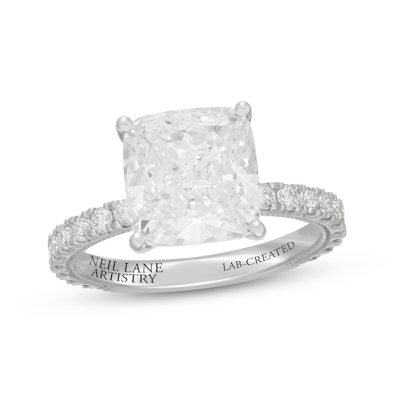 Main Image 1 of Previously Owned Neil Lane Artistry Cushion-Cut Lab-Grown Diamond Engagement Ring 5-5/8 ct tw 14K White Gold