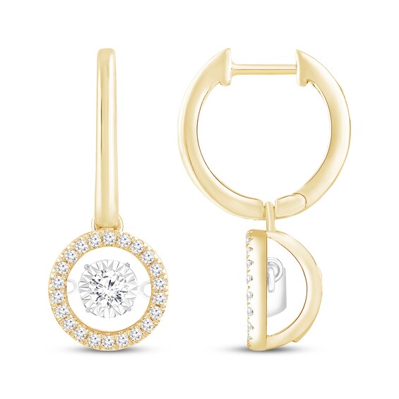 Previously Owned Unstoppable Love Diamond Hoop Halo Drop Earrings 1/2 ct tw 10K Yellow Gold