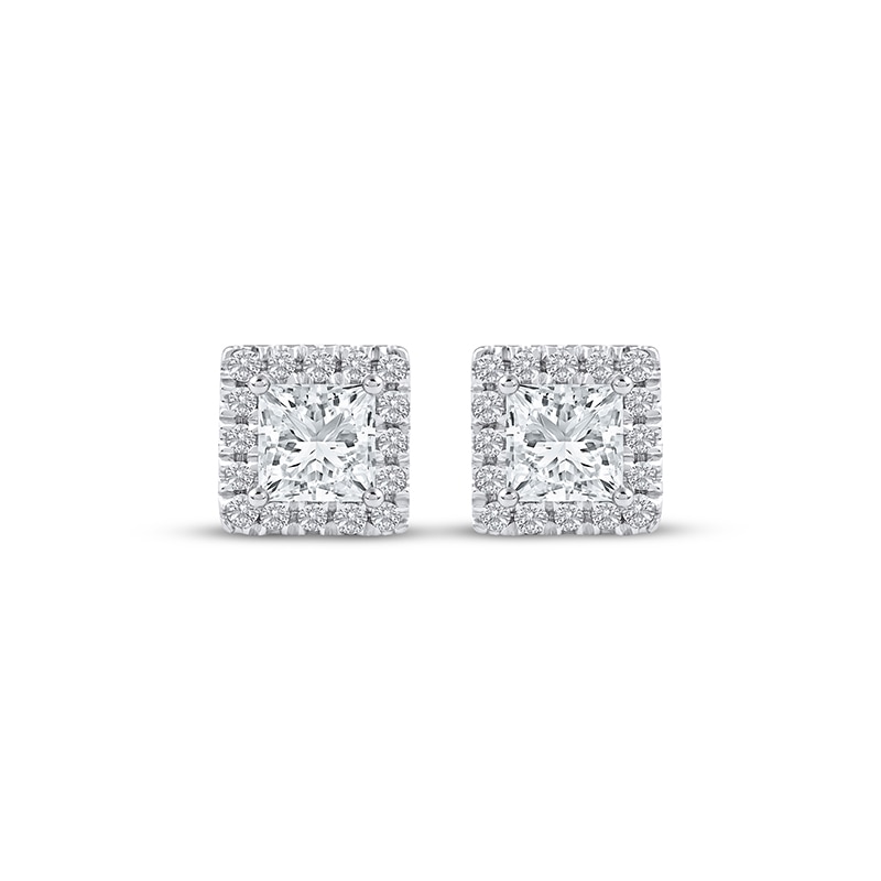 Main Image 2 of Previously Owned KAY Lab-Grown Diamonds Princess-Cut Stud Earrings 1/2 ct tw 14K White Gold (F/SI2)