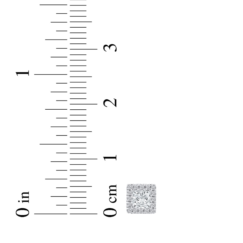 Main Image 5 of Previously Owned KAY Lab-Grown Diamonds Princess-Cut Stud Earrings 1/2 ct tw 14K White Gold (F/SI2)